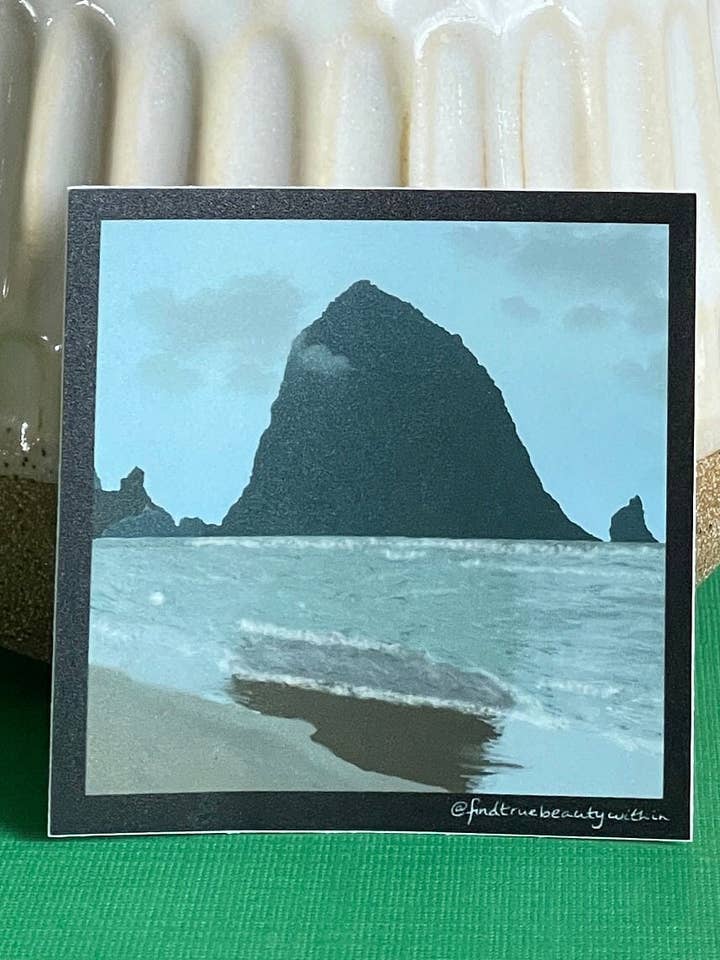 Sea Stack Rock on Coastal Shore Vinyl Sticker for wholesale by Find True Beauty Within
