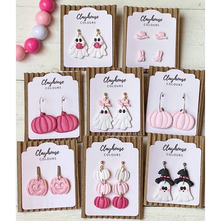 Clayhouse Colours - Wholesale Dangle Earrings - Pink Ghost & Pumpkin Earrings8