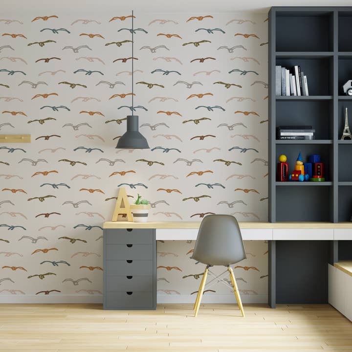 Whimsical Boho Birds Wallpaper for wholesale by Everett Park