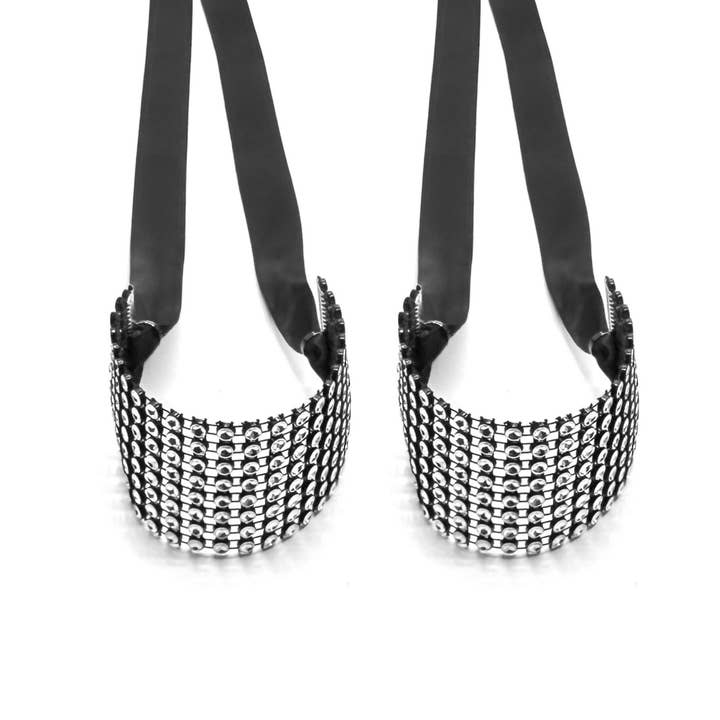 Tyes By Tara - Wholesale Sex Toy - Vixen Tyecuffs | Sparkly Rhinestone Mesh Handcuffs 1
