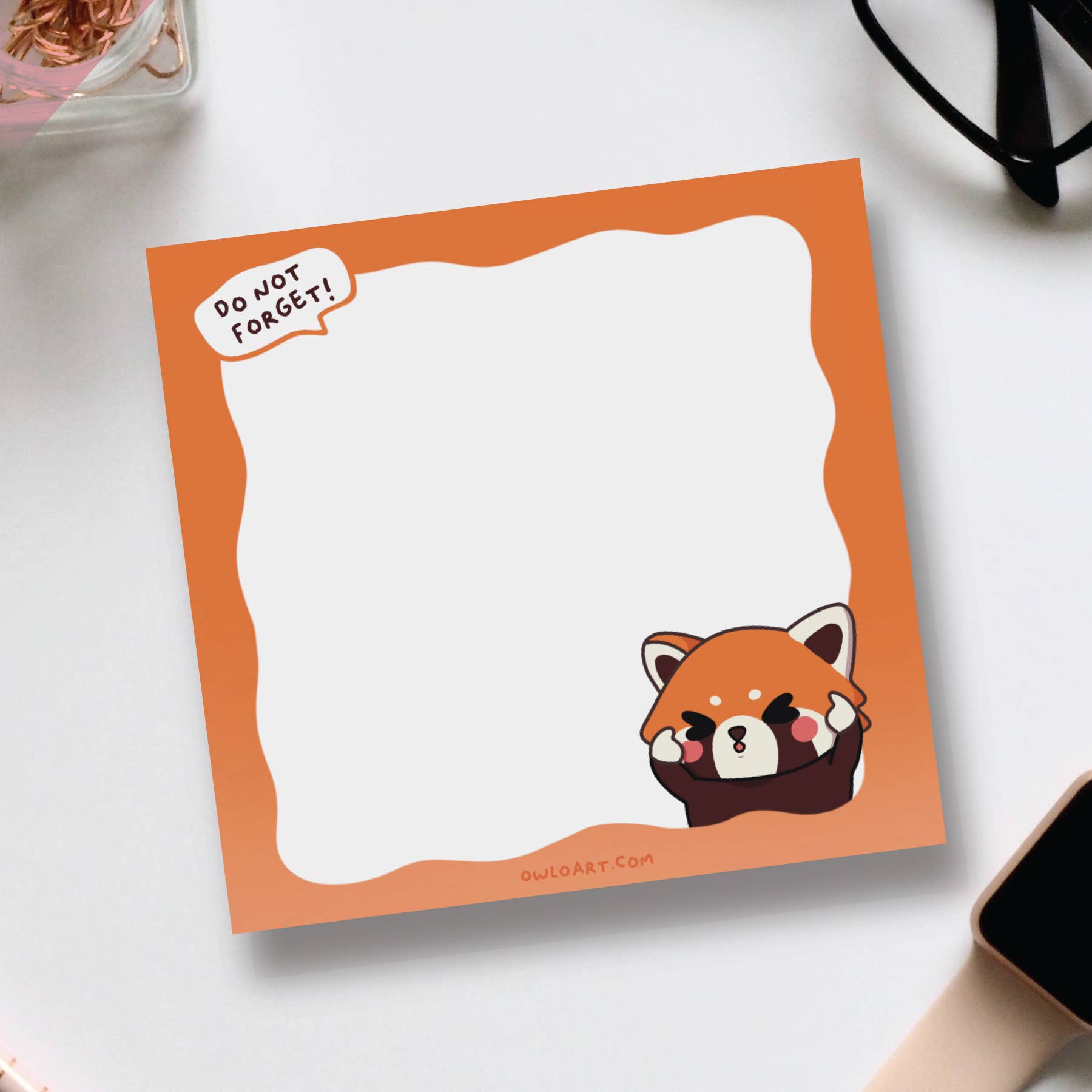 owloArt - Wholesale Sticky Notes - Red Panda Sticky Note