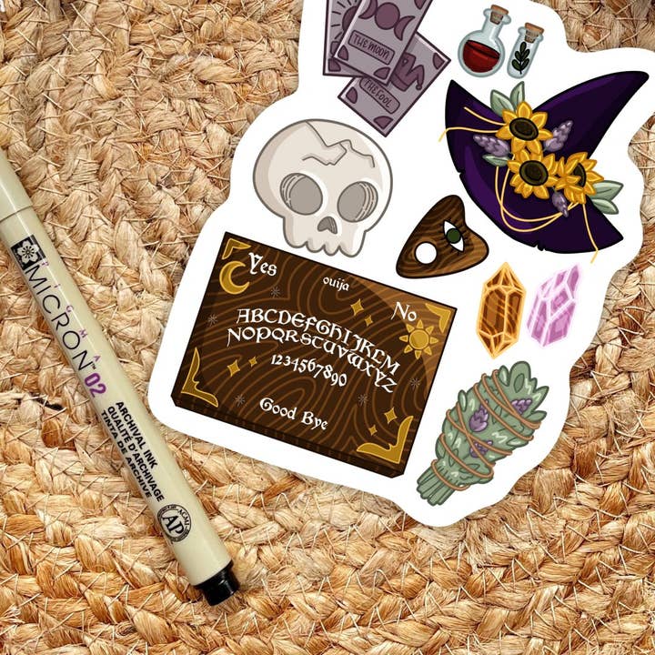 Autocollant Sorcière | Autocollants Kindle d'Automne & Halloween pour la vente par Serafine Art and Design