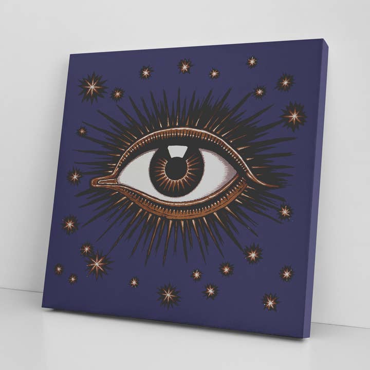 "All Seeing Eye" Art Deco Square Canvas Wrap - Violet for wholesale by Bleak Boutique