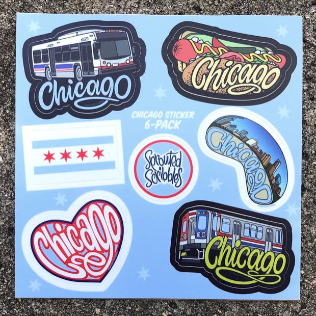 Feuille de stickers Chicago - Souvenir de la ville pour la vente par Sprouted Scribbles