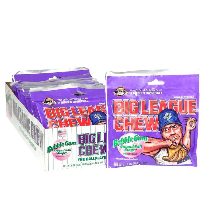 BIG LEAGUE CHEW GRAPE BUBBLEGUM 12x 2.12 OZ POUCH GW for wholesale by Echo Sales Canada