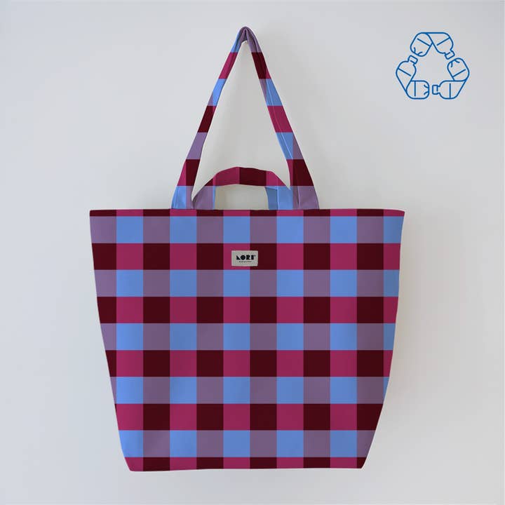 Lori Barcelona - Wholesale Tote Bag - Women's - VICHY Checkered Handle Bag Color10
