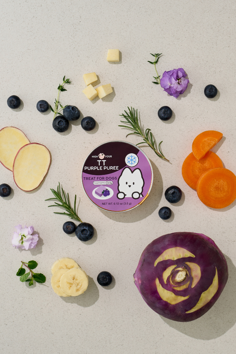 HIGH FOUR - Vente Friandises – chien - Haut Quatre TT Purée Violette Saine pour Chiens1