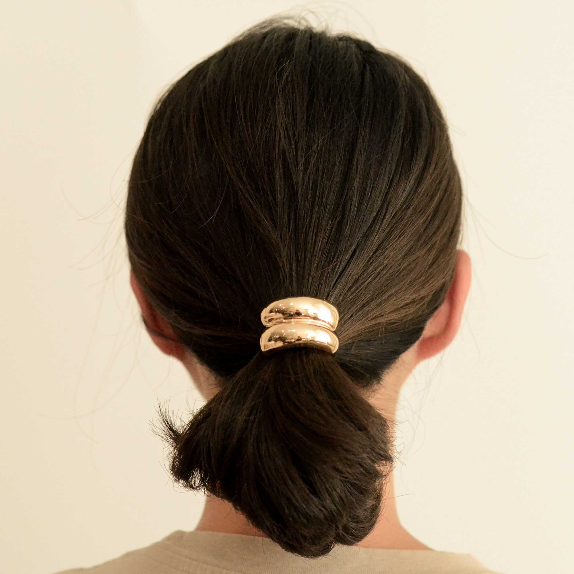 nar'sha - Wholesale Hair Tie - Mini Double Arch Metal Ponytail Hair Tie | Gold3