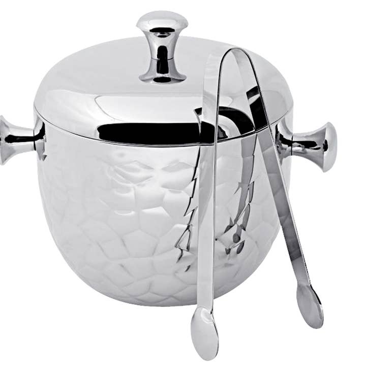 Eiseimer Rico, mit Deckel und Eiszange, Edelstahl für den Großhandel von EDZARD