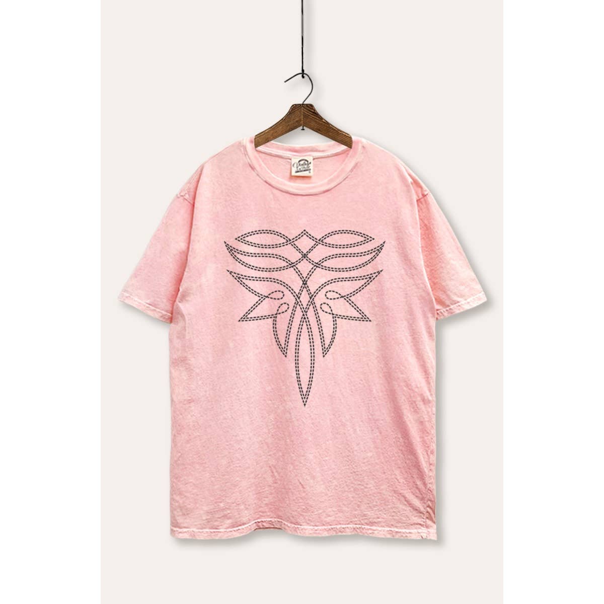 STARCHIS - Wholesale T-Shirt (Graphic) - Women's - WESTERN BOOT STITCH PATTERN GRAPHIC MINERAL WASH BOXY T-SHIR6