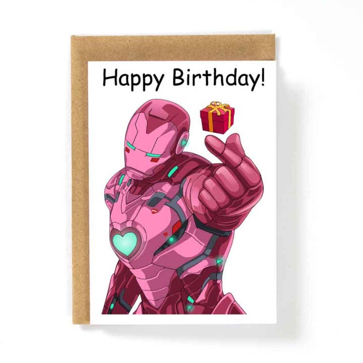 Iron Heart Happy Birthday Card voor wholesale door HotAvocado.com