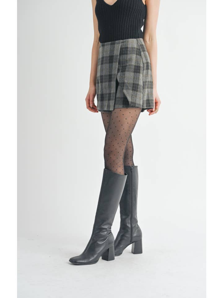Sage The Label - Wholesale Skort - Women's - Bold Move Overlap Skort: CHARCOAL MULTI