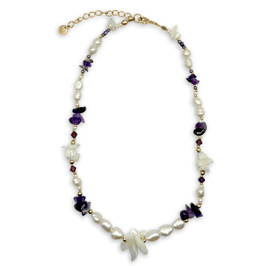 Camilla Limón - Wholesale Beaded/Pearl Necklace - Gemstone Fresh Water Pearl Mother of Pearl Gold Necklace0