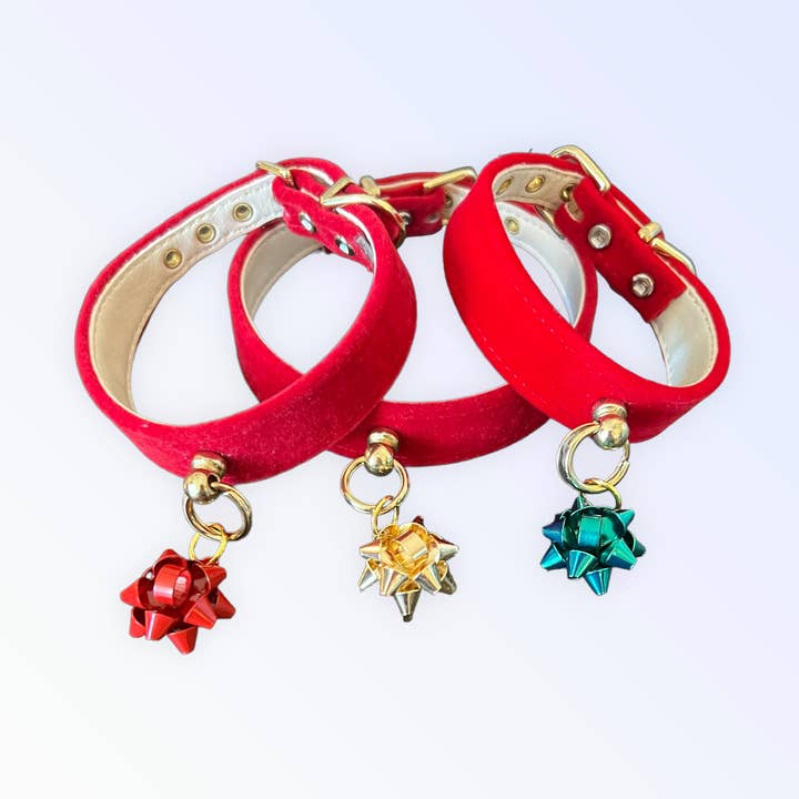 Velvet Gift Wrap Bow Collar for wholesale by Bark Fifth Avenue