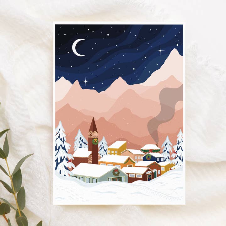 Julelandsby Julekort | Julekort for engroshandel hos Kourtni Gunn Art