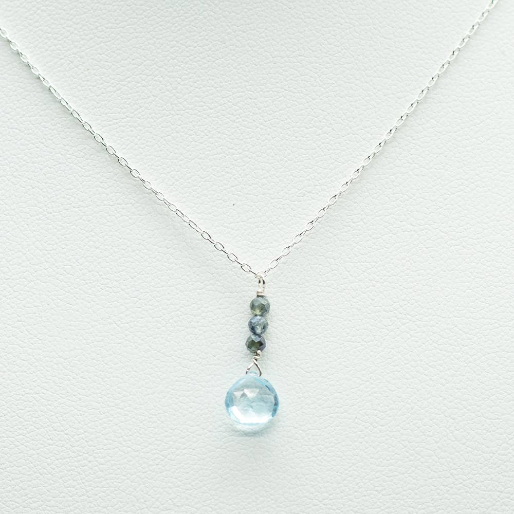 Susan Roberts Jewelry - Wholesale Pendant/Charm Necklace - Aquamarine & Sapphire Raindrop Necklace1