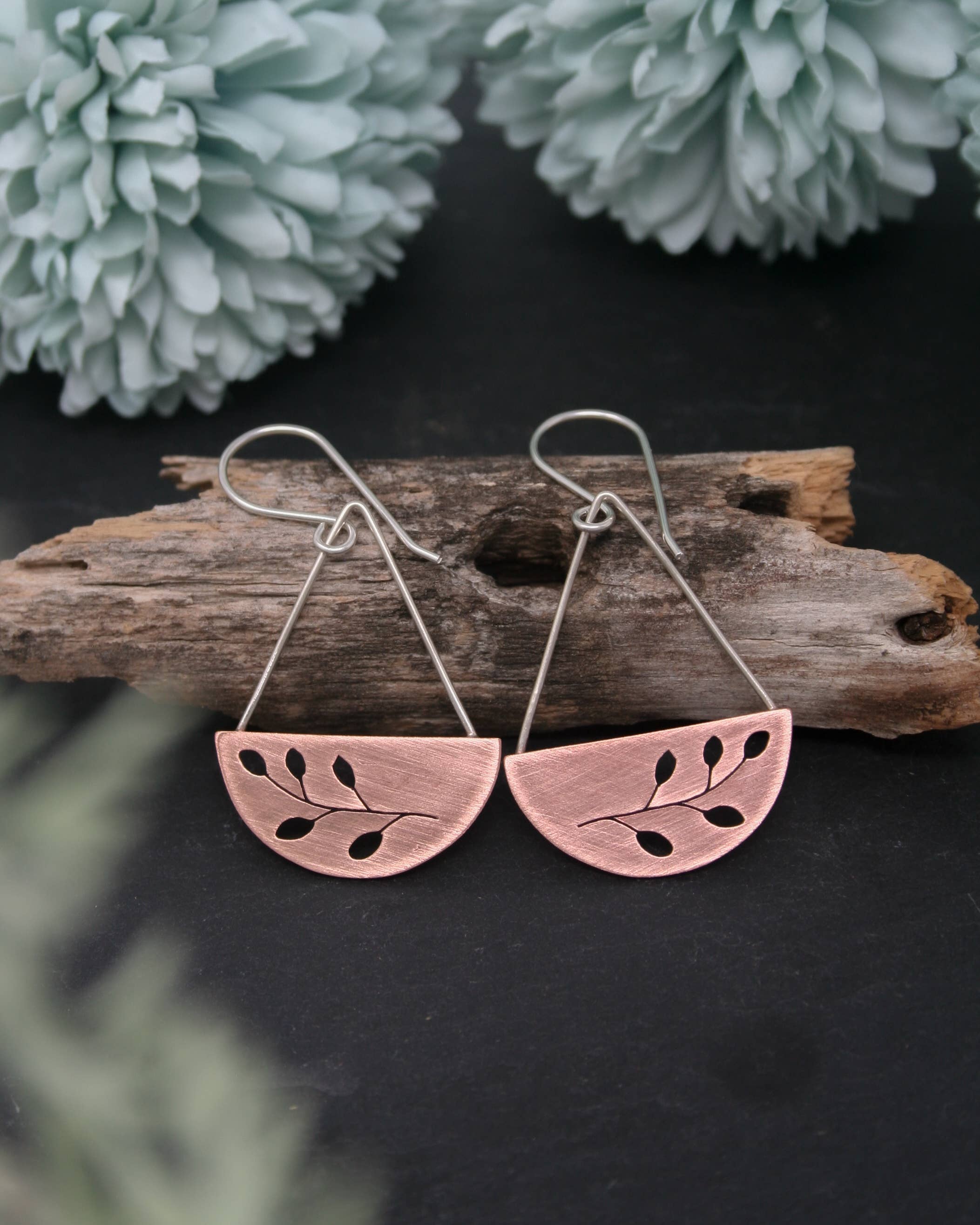 Rising Jewelry – Brincos de argola por atacado – Brincos Botânicos, Fetos Tomilho Ginkgo Rebento Flor Ramo6