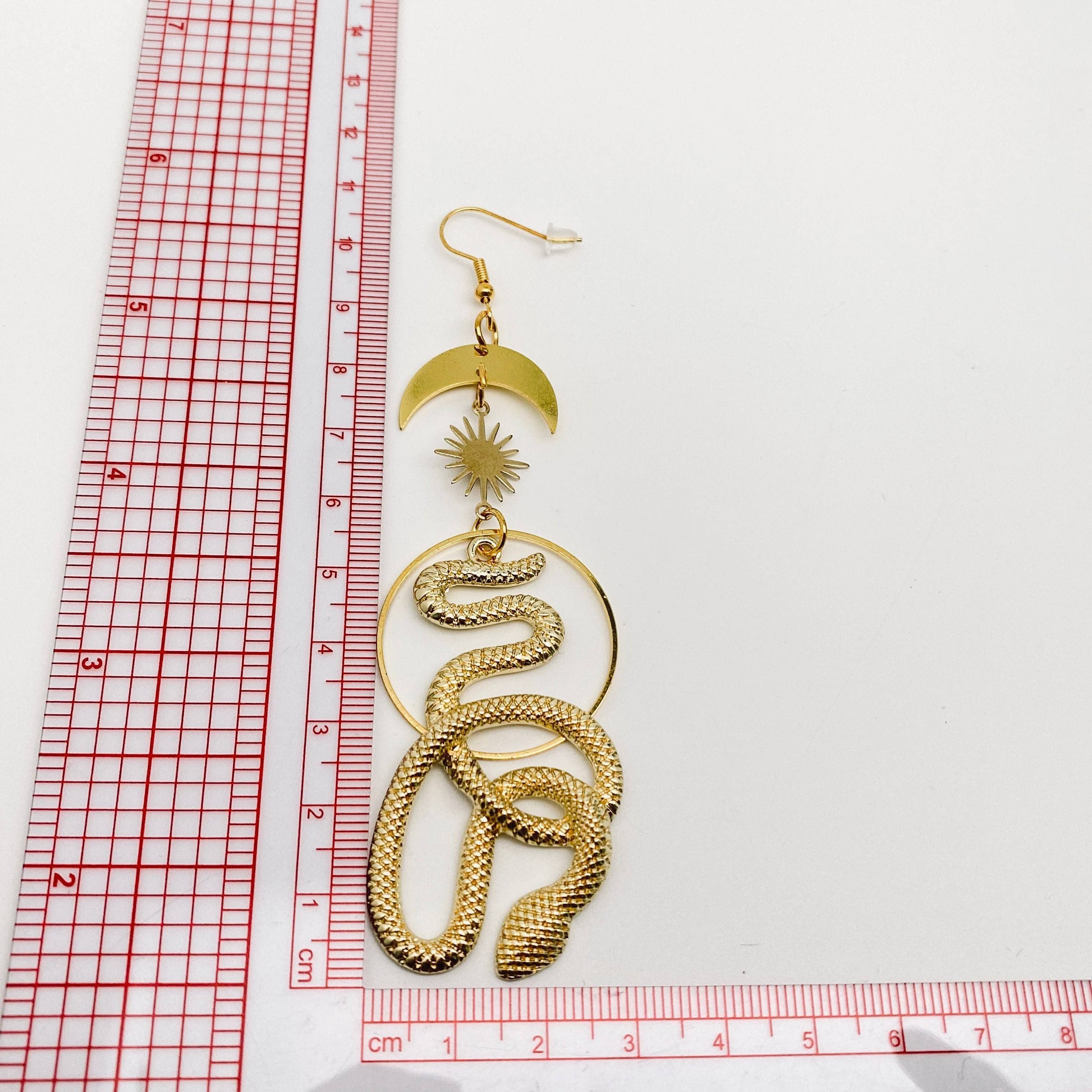 Star Moon Snake Pendant Earrings - MS for wholesale on Faire2
