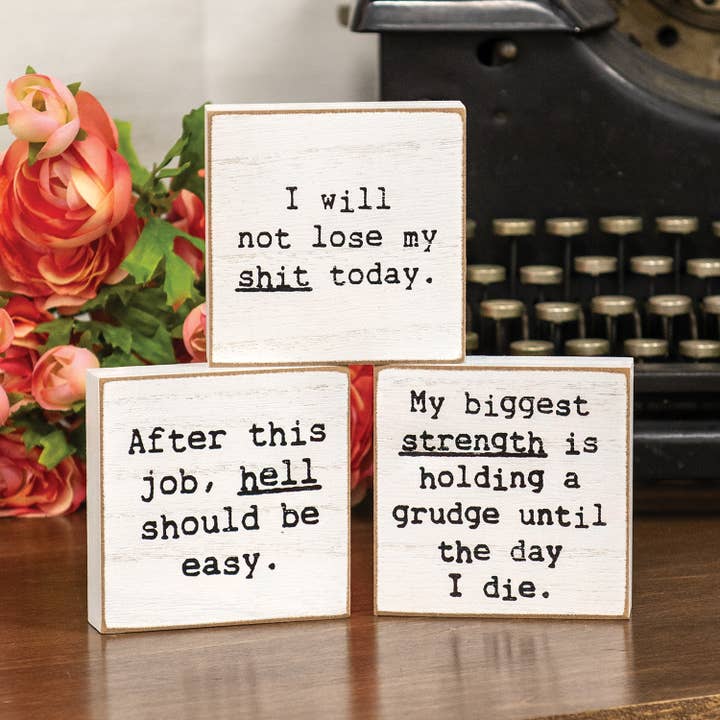 Col House Designs - Wholesale Decorative Tabletop Object - My Biggest Strength Mini Square Block - 3 Asstd.1