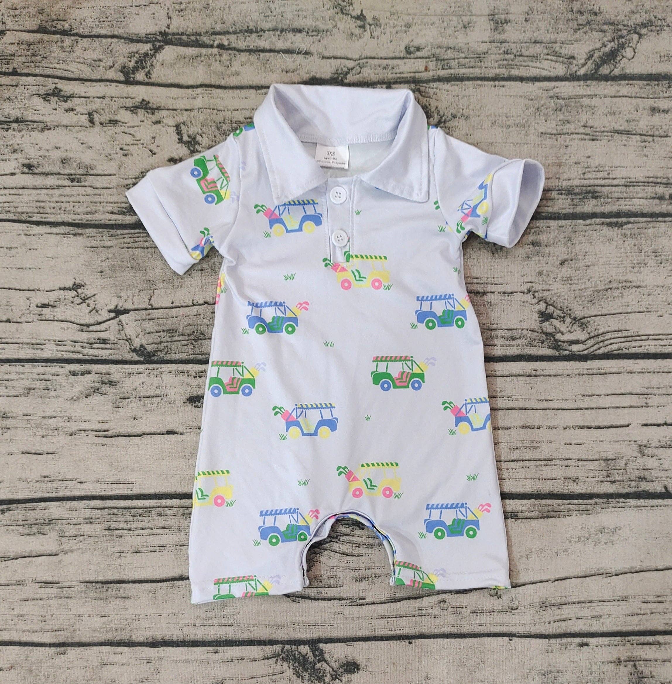 Aier Wholesale - Wholesale Jumpsuit - Baby - Baby Infant Boys Golf Blue Short Sleeve Summer Rompers1