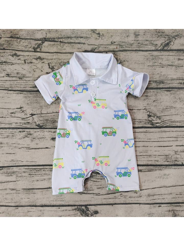 Aier Wholesale - Wholesale Jumpsuit - Baby - Baby Infant Boys Golf Blue Short Sleeve Summer Rompers1