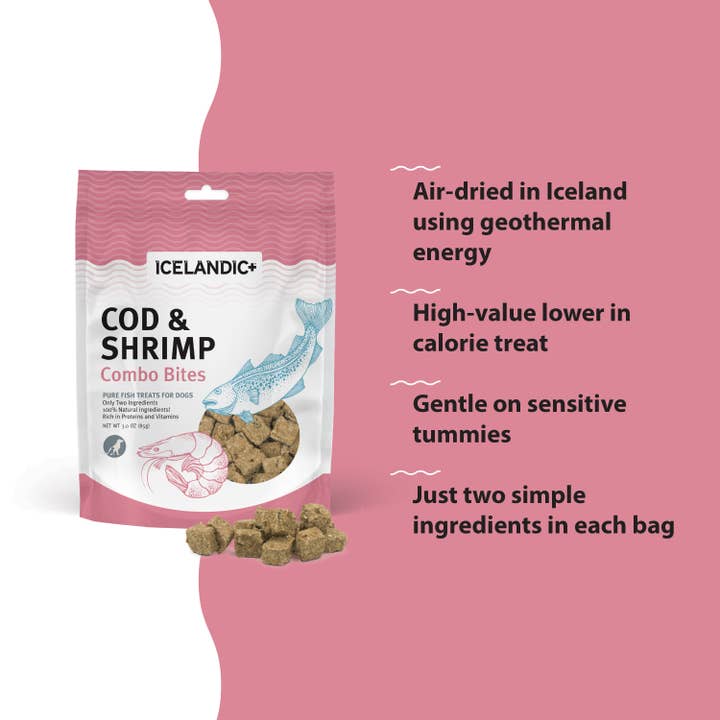 Icelandic+ - Wholesale Pet Treats - Dog - Cod & Shrimp Combo Bites Fish Dog Treats3