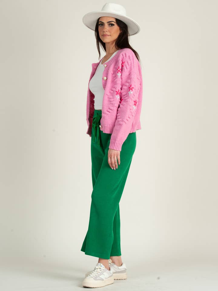 Lucca Couture - Vendita all'ingrosso Cardigan - Donna - Cardigan rosa ricamato a fiori1