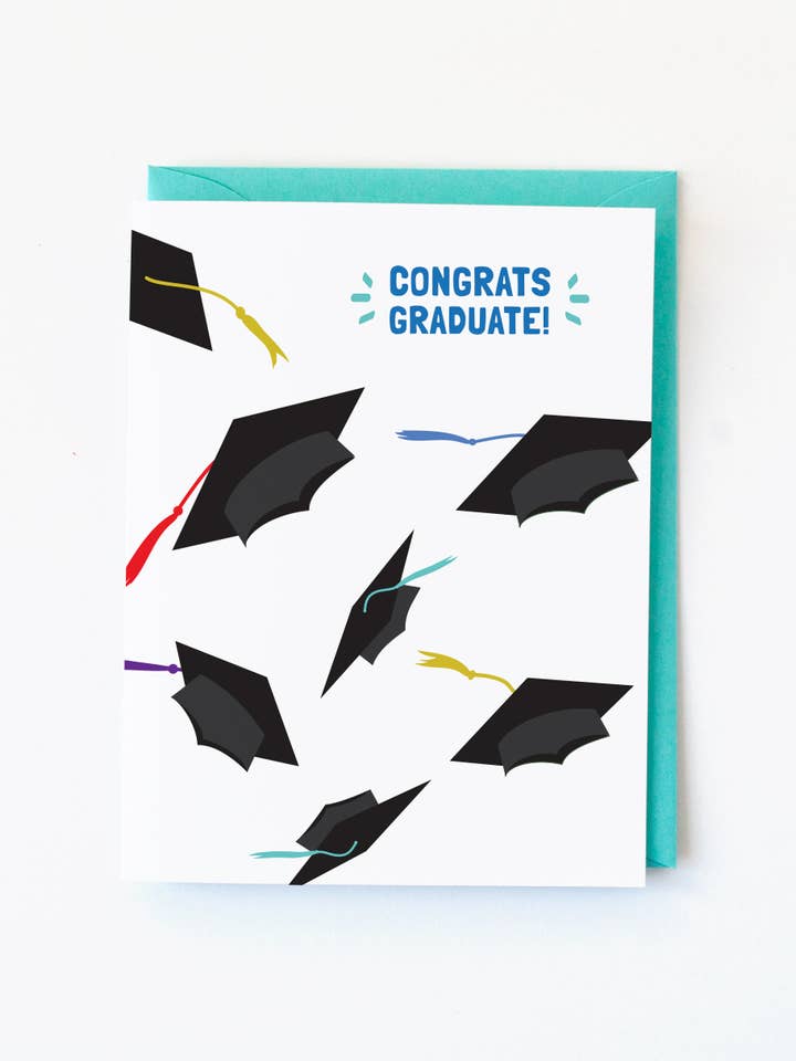 Carte Grad Hats | carte de vœux de fin d'études pour la vente par Graphic Anthology Greeting Cards