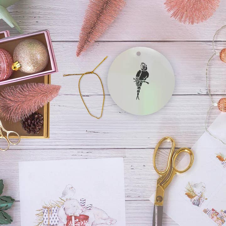 3dRose – wholesale Ornament – 3dRose, Cute Parrot Cut-Out Stencil-Style, Ornament5