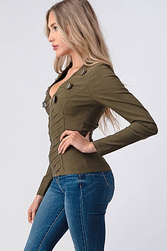 Lydia USA - Vente Veste – femme - Veste militaire à boutons6