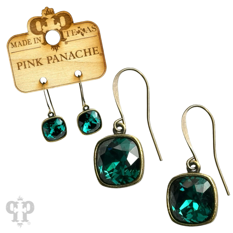 Pink Panache Brands - Wholesale Dangle Earrings - Austrian square crystal hook earring, 12mm39