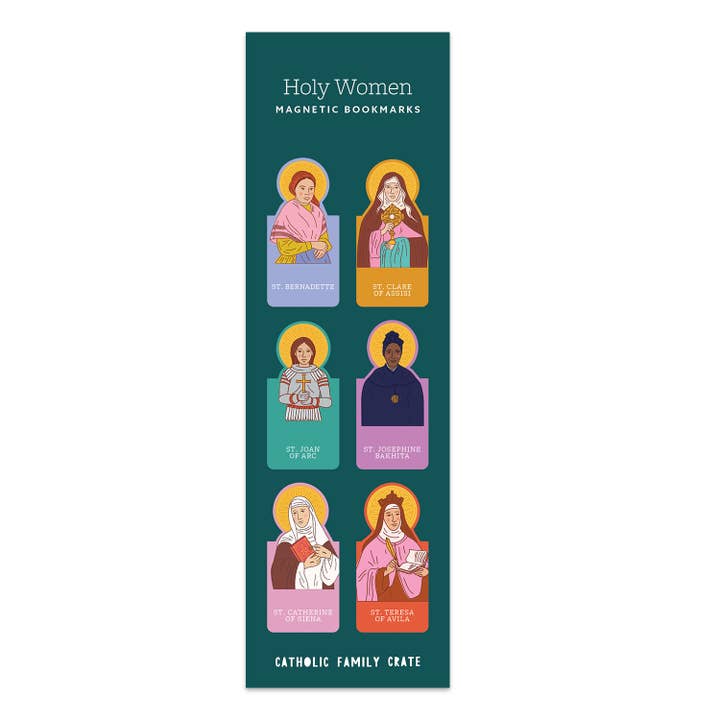 Catholic Family Crate® - Wholesale Bookmark - Holy Women Magnetic Bookmarks - 6 pack