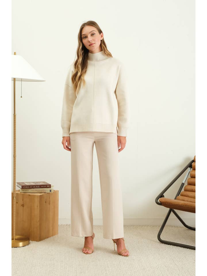 The Workshop Studio - Wholesale Knit Sweater - Women's - MOCK NECK FRONT SEAM PULLOVER SWEATER