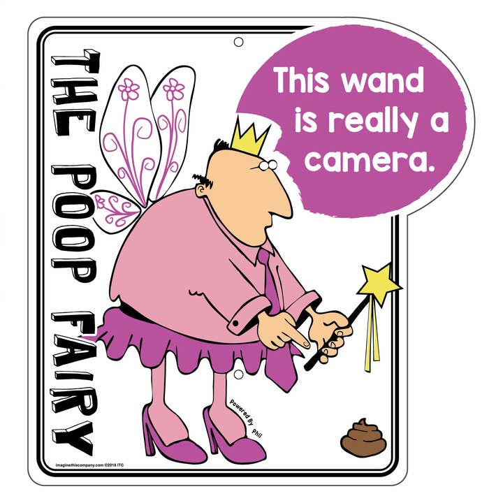 Panneau de jardin de fées « This Wand is Really A Camera » de Phil The Poop pour la vente par Imagine This Company