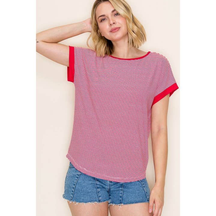 TOP DE RISCA FINO COM COR CORTADA por atacado de STACCATO