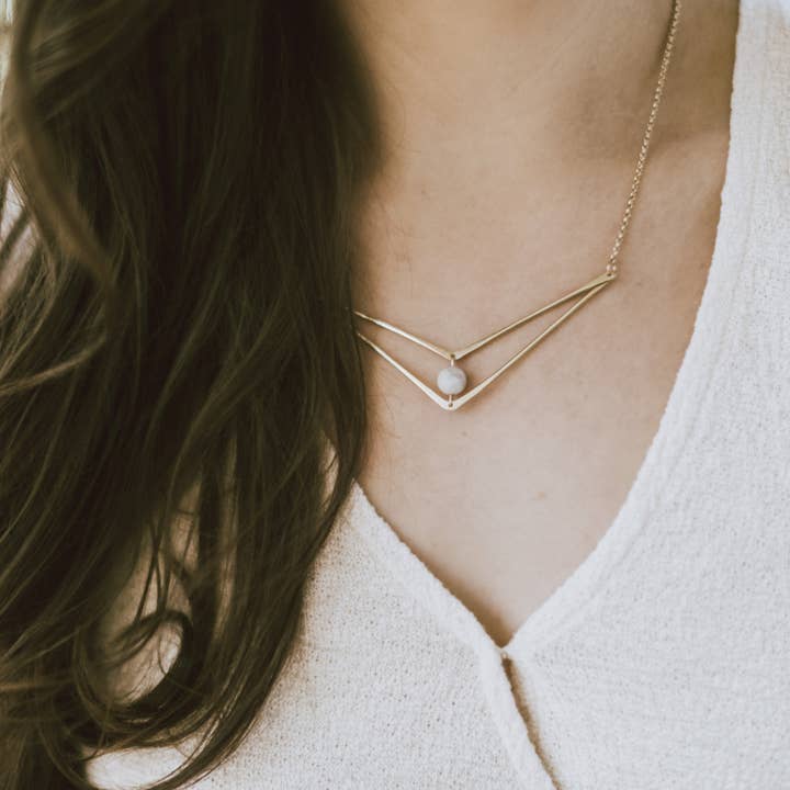 Lace Agate Arrow Necklace for wholesale by Earthen Vessel