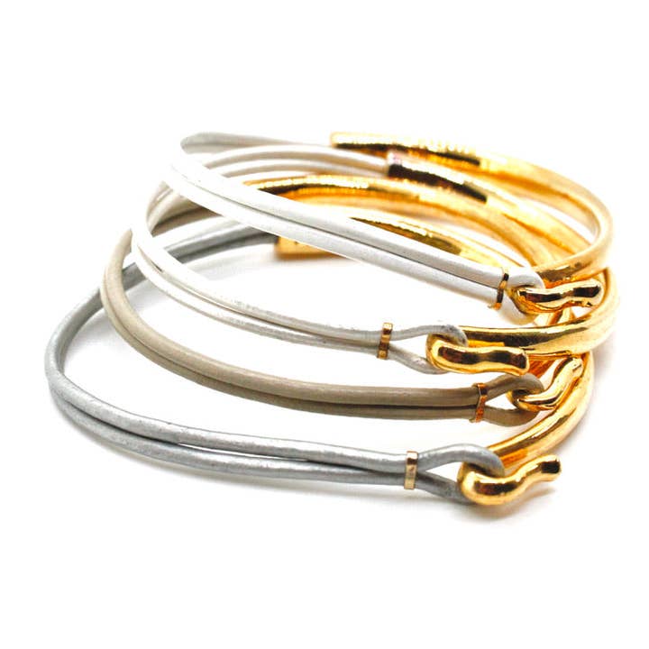 Placa de ouro 24K e pulseiras em couro -4 pulseiras- combo #8 por atacado de LIZOU