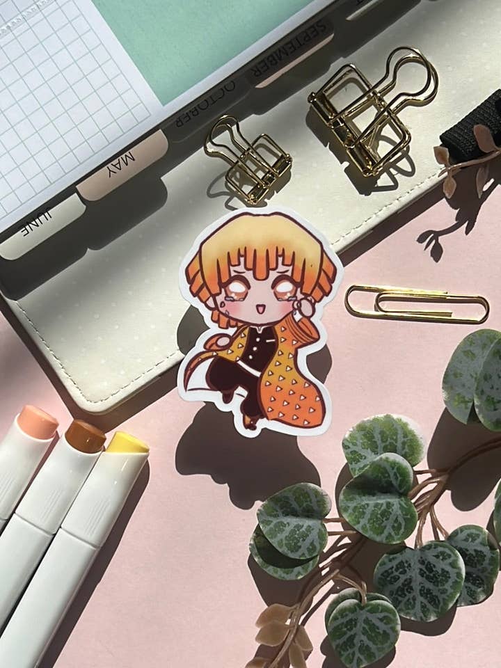 Dämonen Corp Schwertkämpfer Zenitsu Aufkleber für den Großhandel von Peony Lee Art