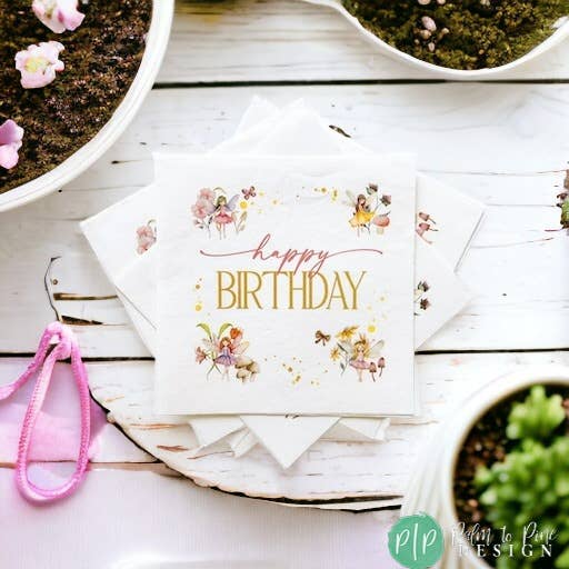 Palm to Pine Design - Wholesale Disposable Napkin - Fairy Birthday Napkins, Fairy Garden Party Tableware Girls8