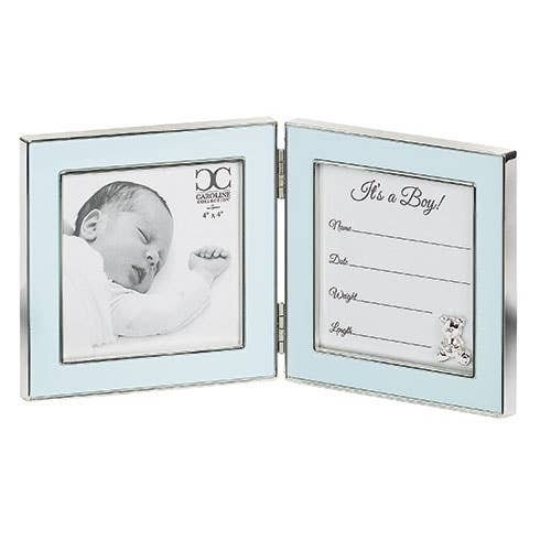 Baby Boy Hinged Frame, Holds 2 (4x4) for wholesale by Roman