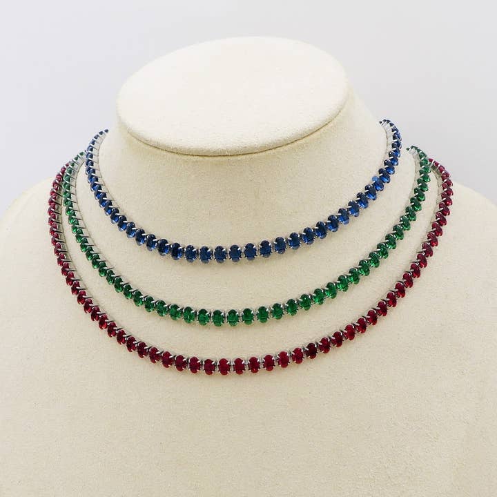 VALENTINE ~ Tennis Choker girocollo in ACCIAIO INOSSIDABILE con cubic zirconia ovale for wholesale by Daemon srls