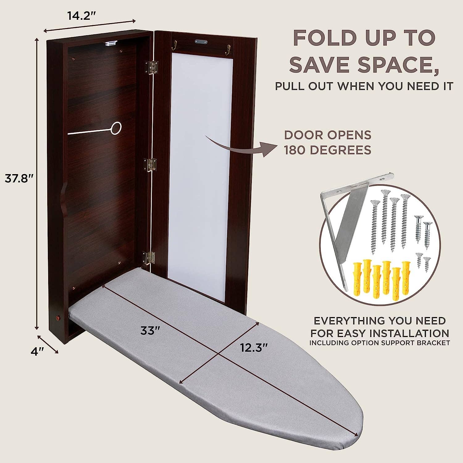 Ivation - Vente Planche à repasser - Planche à repasser, support mural pour planche à repasser avec miroir7