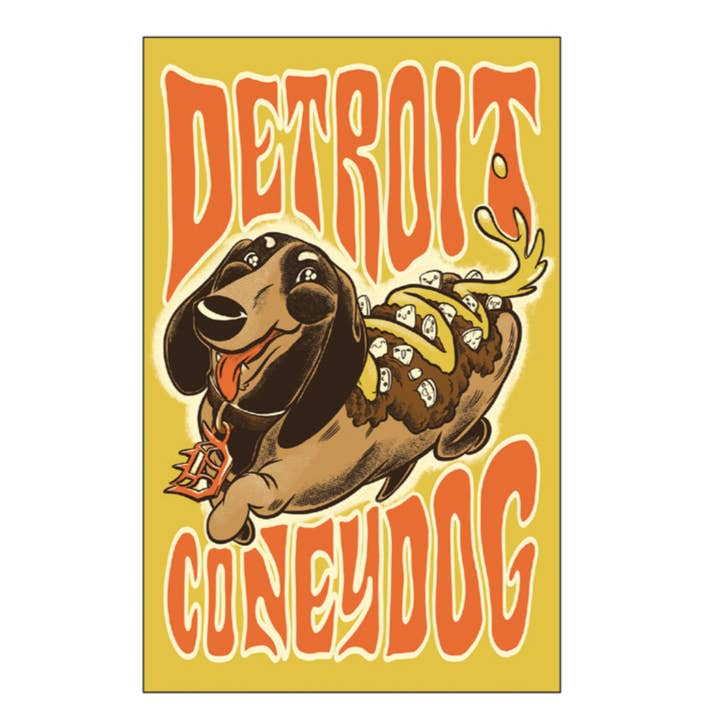 Coney Doggy Linen Postcard for wholesale by City Bird