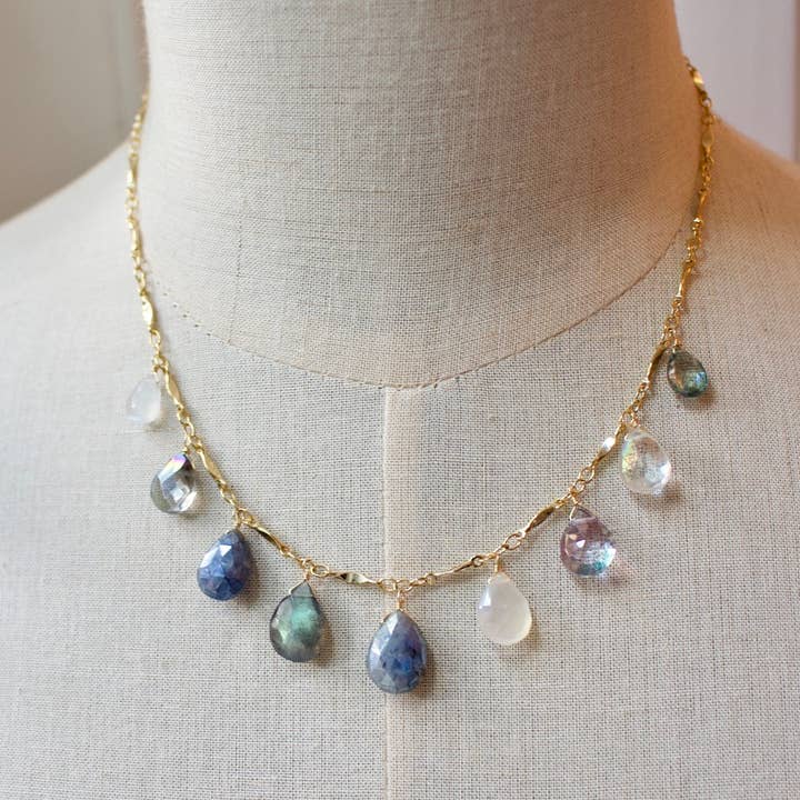 a.v. max - Wholesale Pendant/Charm Necklace - Large Teardrop Neck|Labradorite|Peridot|Amethyst|Blue Mystic