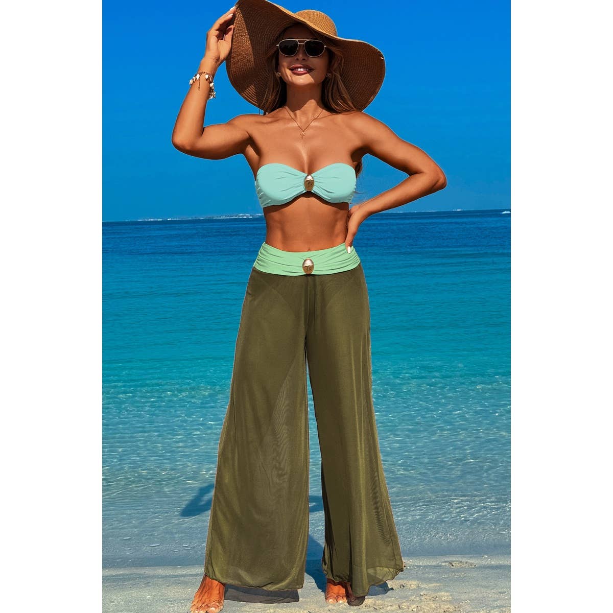 Elings - Vendita all'ingrosso Bikini - Donna - Set Bikini da Spiaggia in Metallo a Colori Solidi10