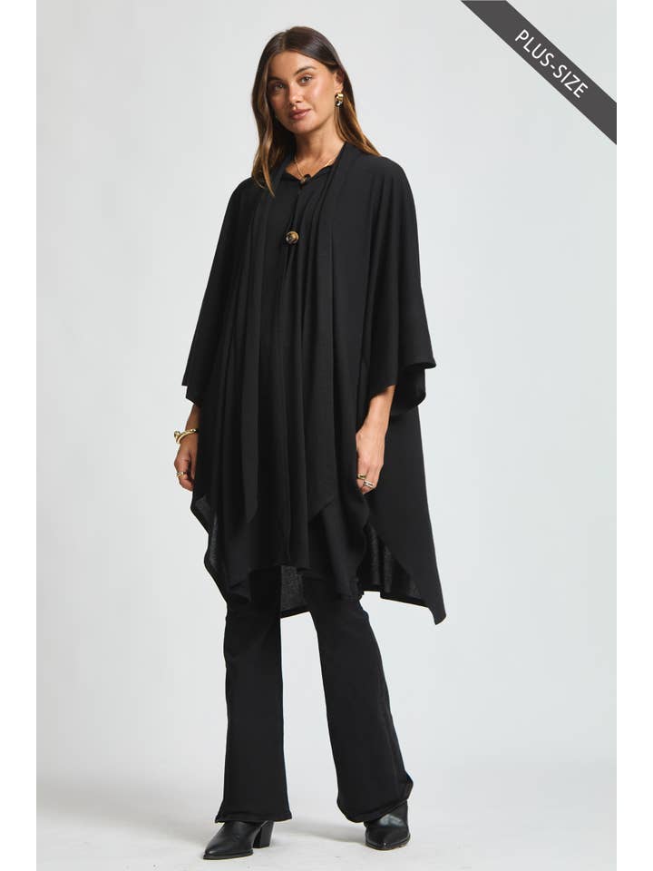 Dear Scarlett - Wholesale Poncho - Women's - PLUS SIZE Flowy Draped Poncho Top1