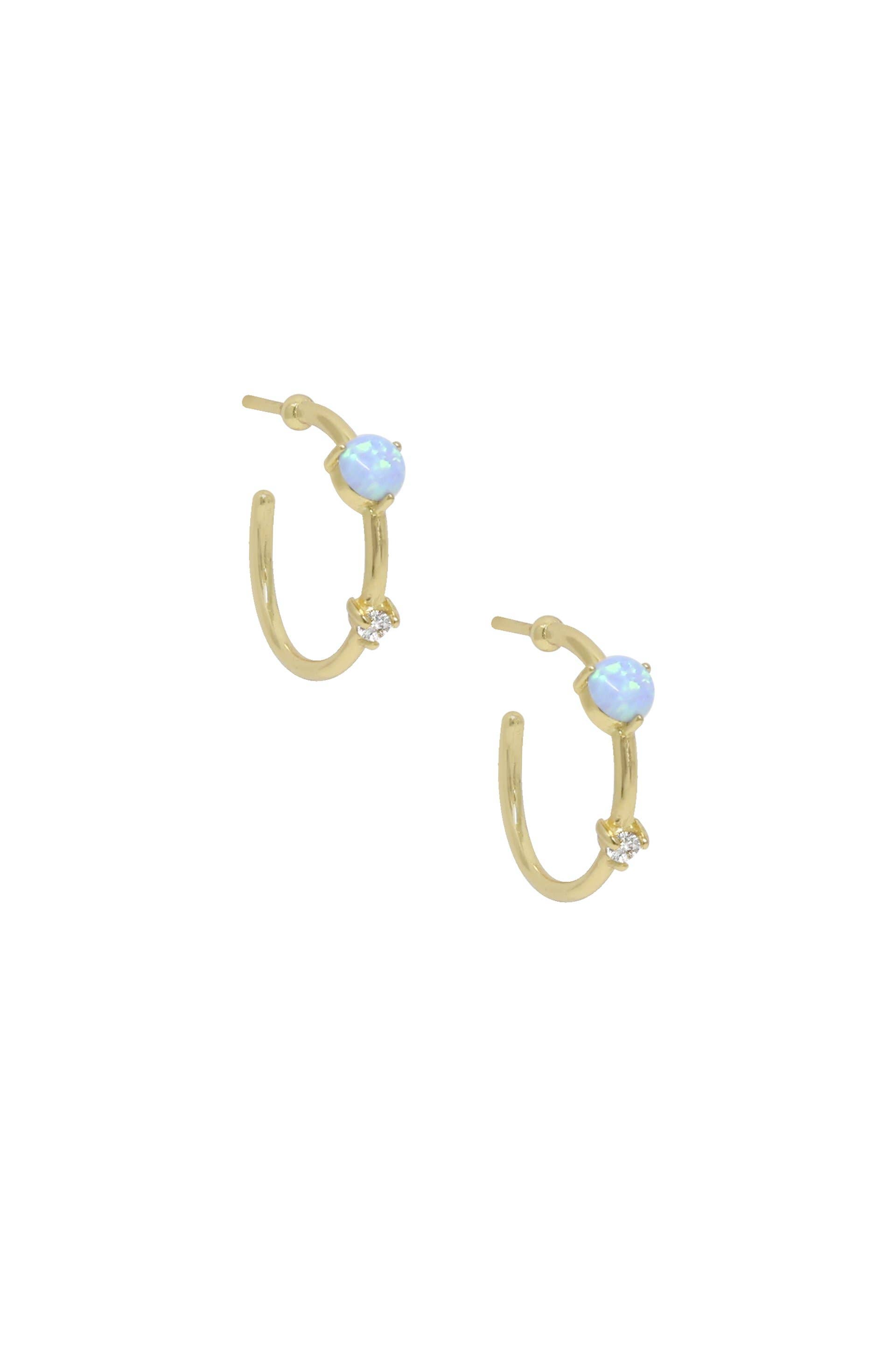 Ettika - Wholesale Hoop Earrings - Baby Blue Kyocera Opal Hoops