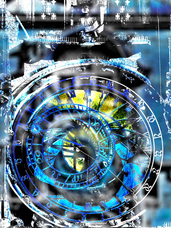 Silk Twill halsduk ”Prag Orloj” 110cmx110cm. för wholesale av Bluyonda Silk Scarves