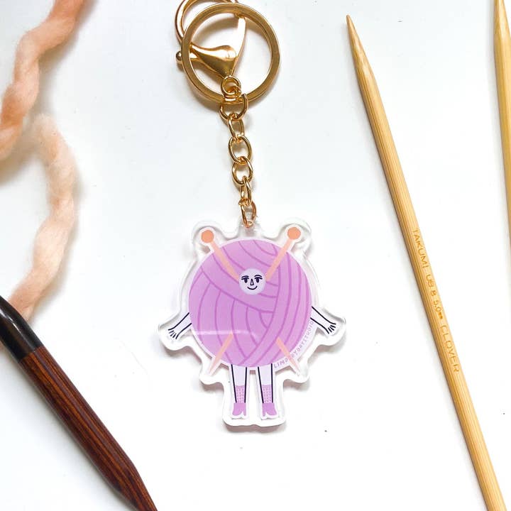 Knitting Friend Keychain Bag Charm, Maker Gift for wholesale by Lindsey Day Studio