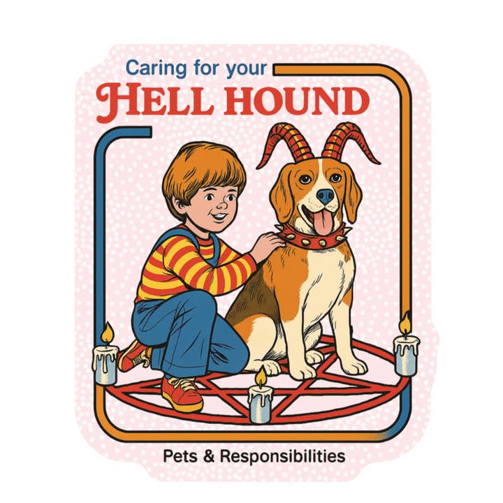 Adesivo in vinile di alta qualità con cane cucciolo pagano divertente umoristico. per la vendita all'ingrosso da parte di Juju and Moxie